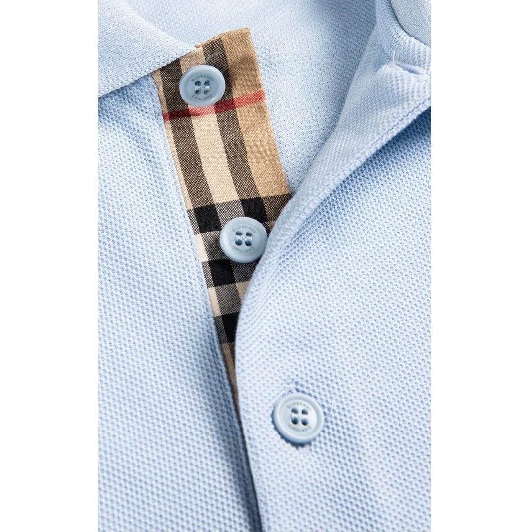 Burberry Branded Circle Logo Eddie Duck Egg Blue Polo Shirt - Image 3
