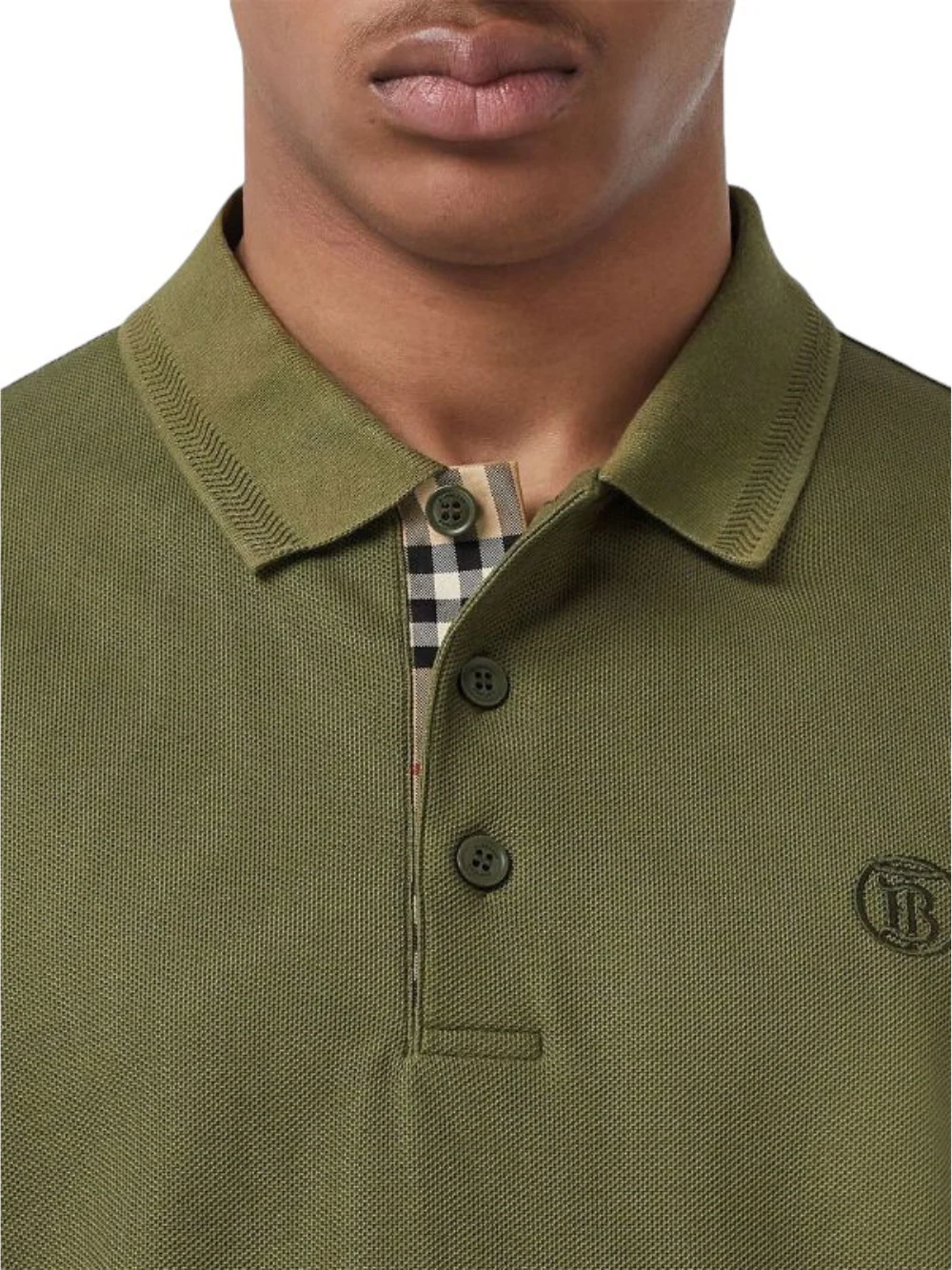 Burberry Monogram Polo Shirt Olive Green - Image 3