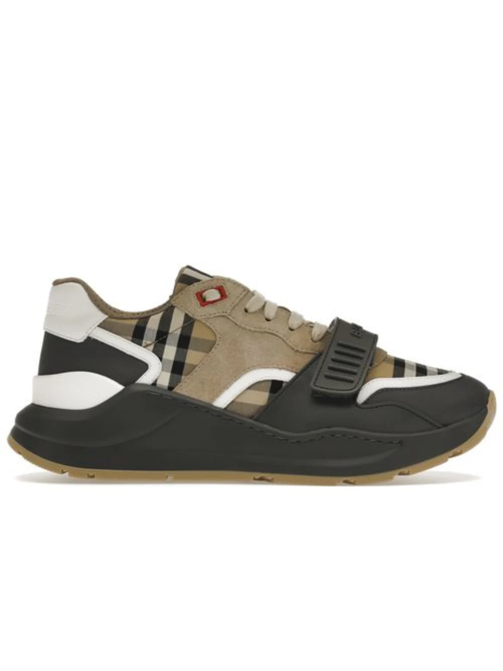 Burberry Ramsey Vintage Check Suede Leather Trainers Grey Archive Beige - Image 2