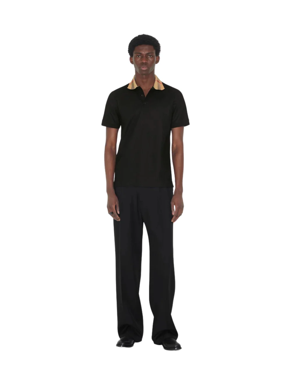 Burberry Vintage Check Print Collar Polo Shirt Black - Image 2