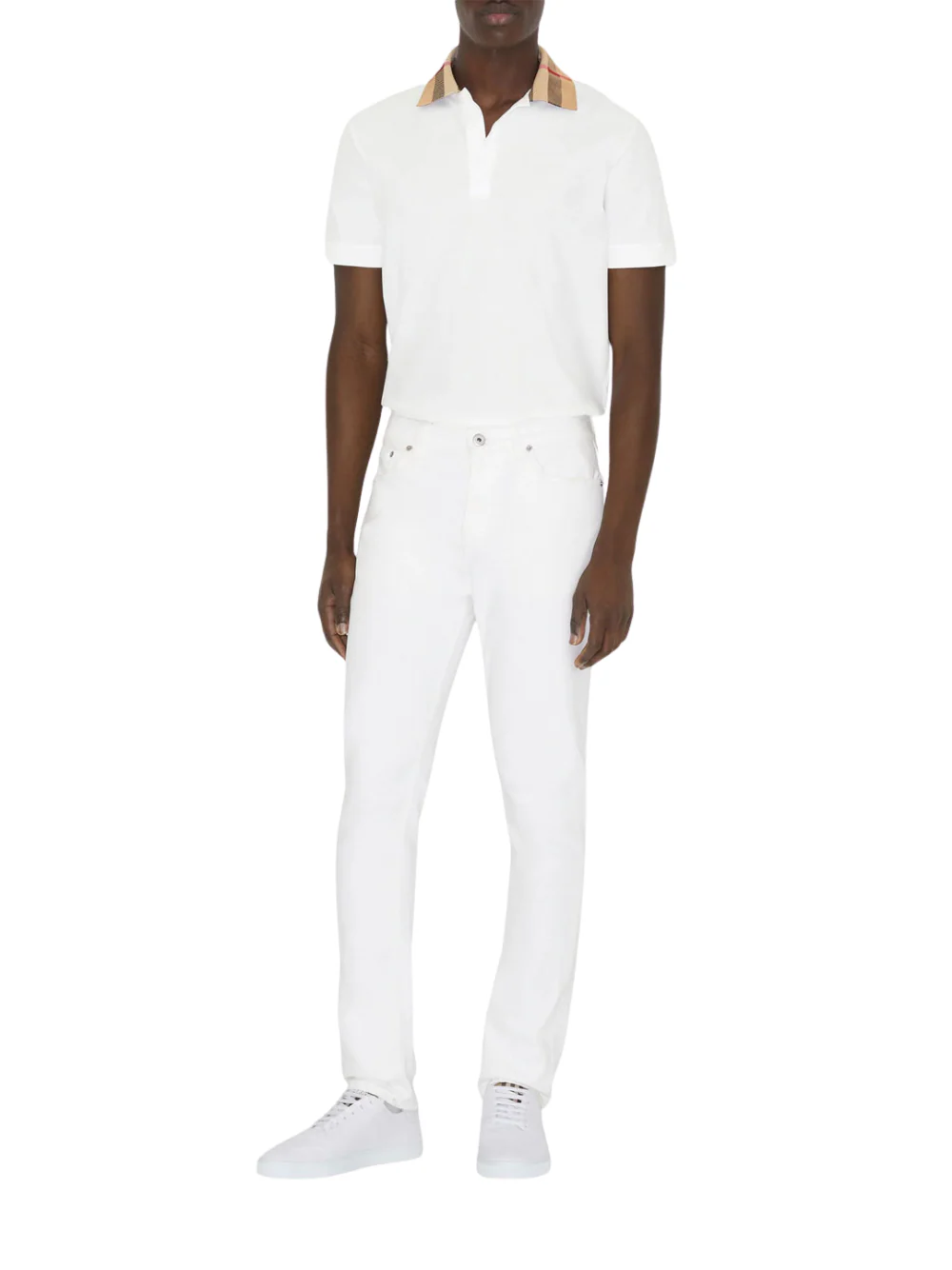 Burberry Vintage Check Print Collar Polo Shirt White - Image 2