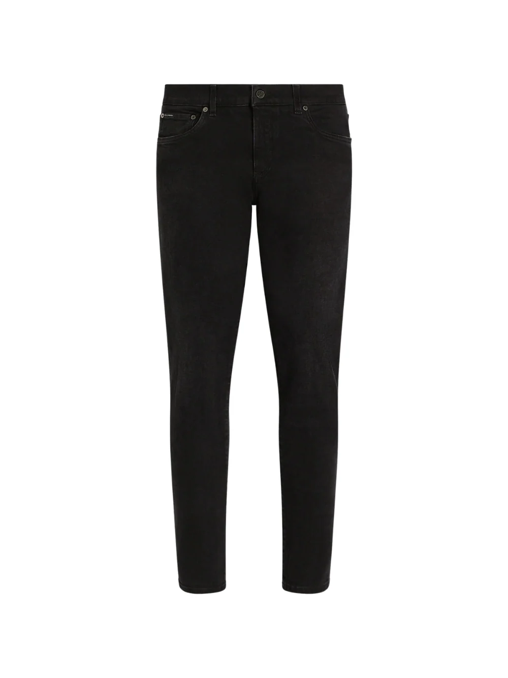 Dolce & Gabbana Logo Plaque Skinny-Fit Cotton Jeans Black