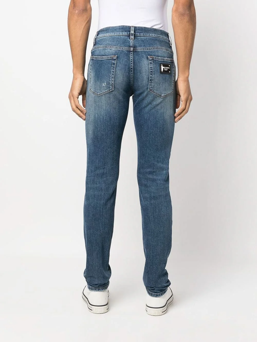 Dolce & Gabbana Logo Plaque Skinny-Fit Cotton Jeans Blue - Image 2