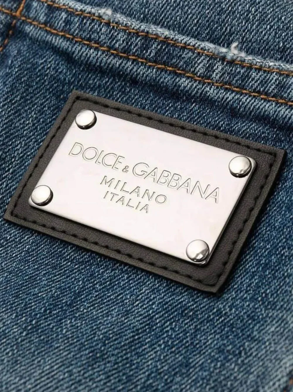 Dolce & Gabbana Logo Plaque Skinny-Fit Cotton Jeans Blue - Image 5