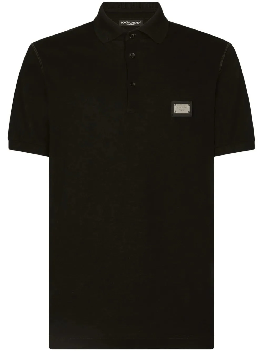 Dolce & Gabbana Logo Polo Plaque Shirt Black