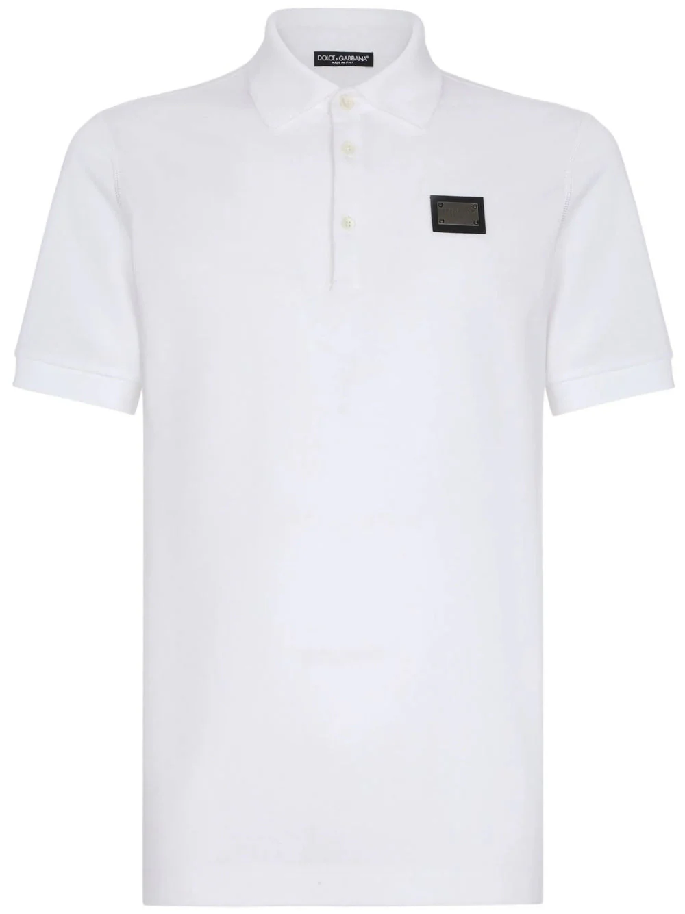 Dolce & Gabbana Logo Polo Plaque Shirt White