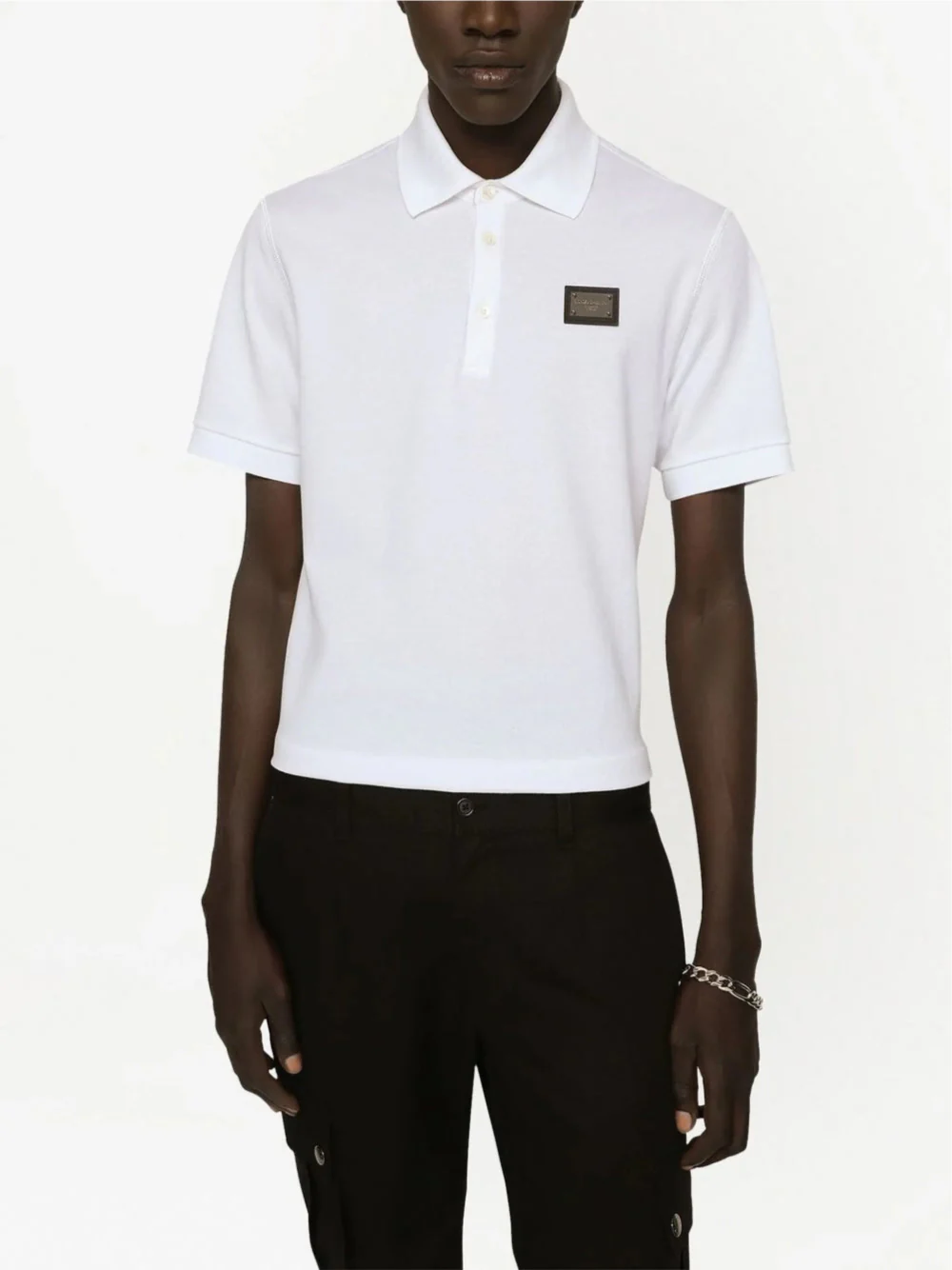Dolce & Gabbana Logo Polo Plaque Shirt White - Image 2