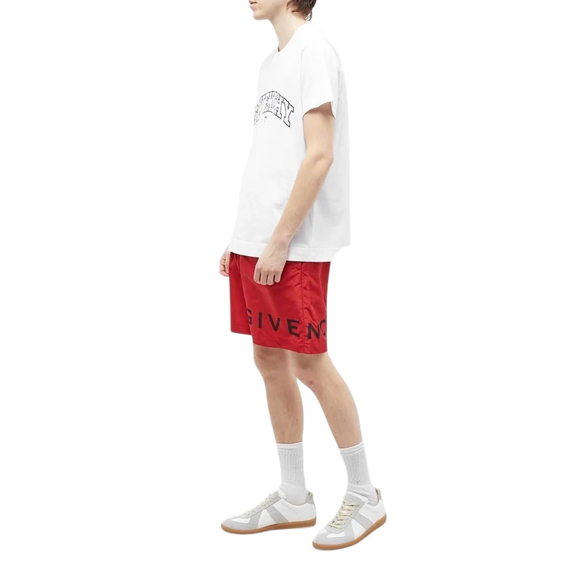 Givenchy Logo Long SwimShorts in Vermillion - Image 3