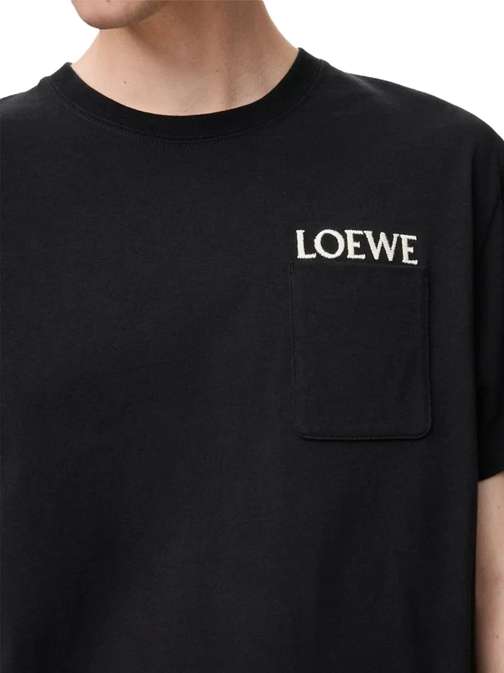 Loewe Brand-Embroidery Relaxed Fit T-Shirt Black - Image 2