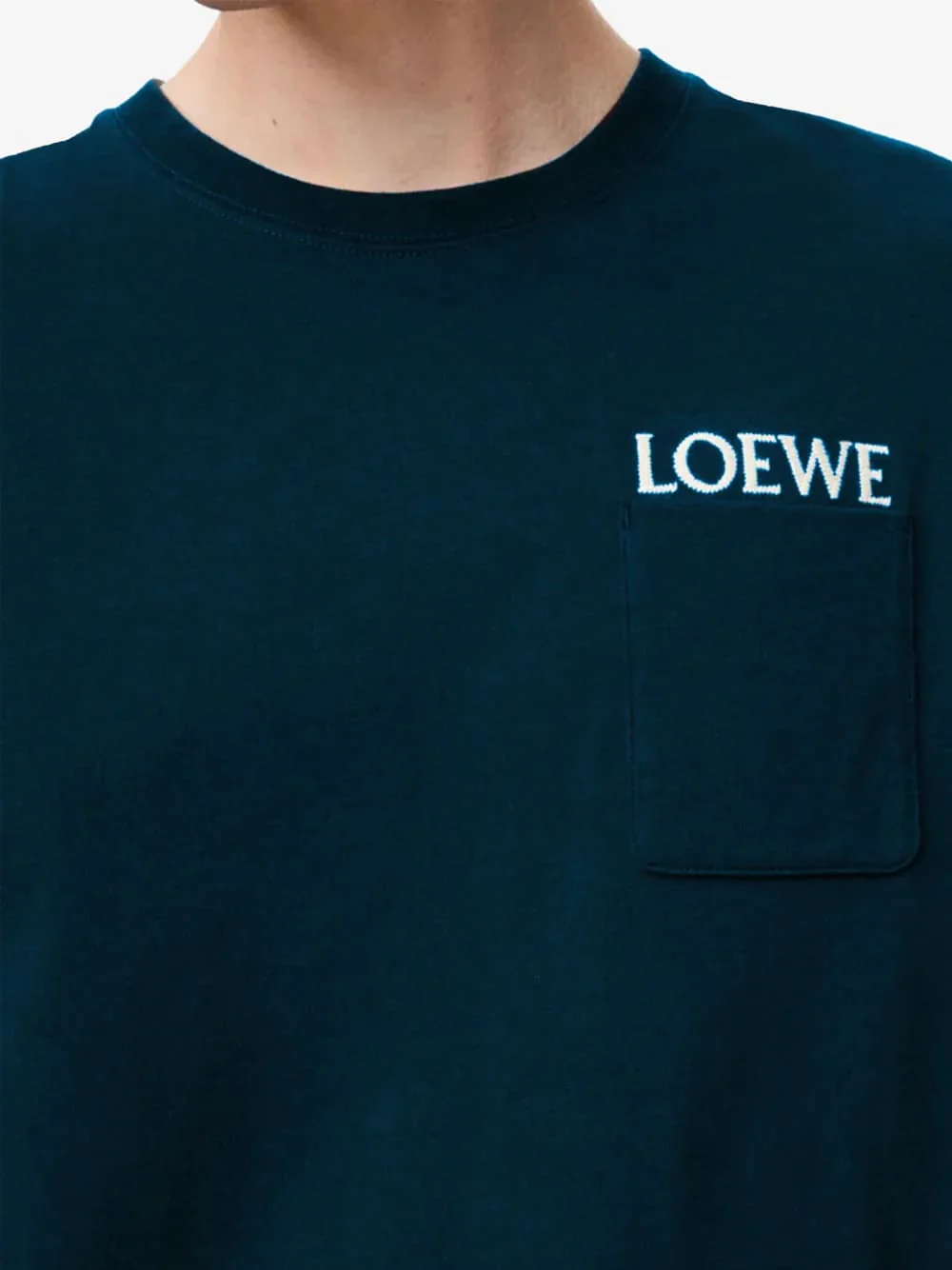 Loewe Brand-Embroidery Relaxed Fit T-Shirt Navy - Image 2