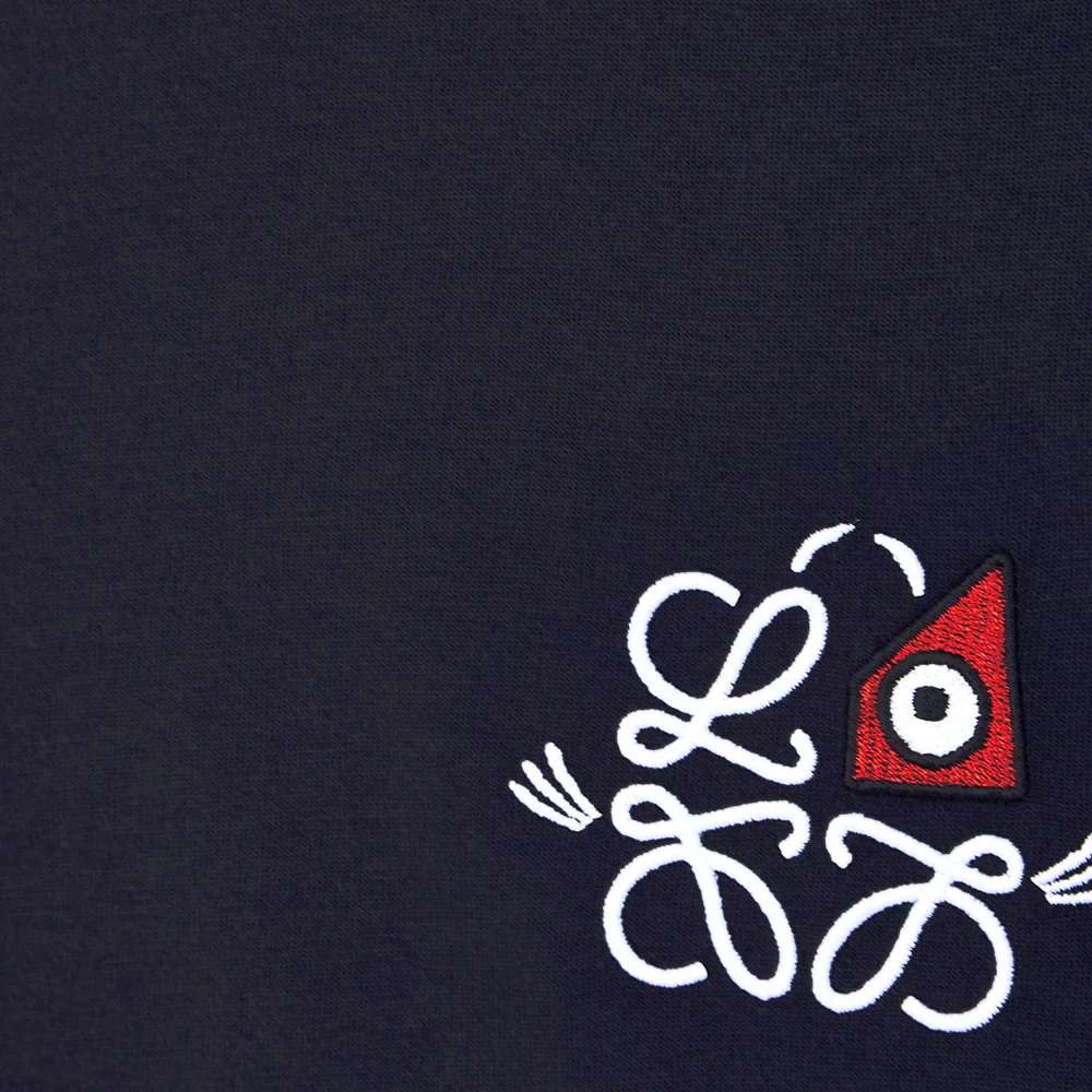 Loewe Cat Eye And Anagram Louis Wain T-Shirt Navy - Image 2