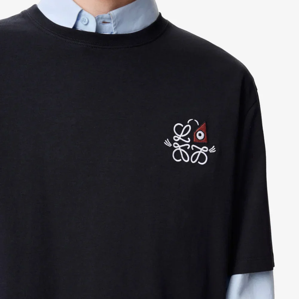 Loewe Cat Eye And Anagram Louis Wain T-Shirt Navy - Image 3