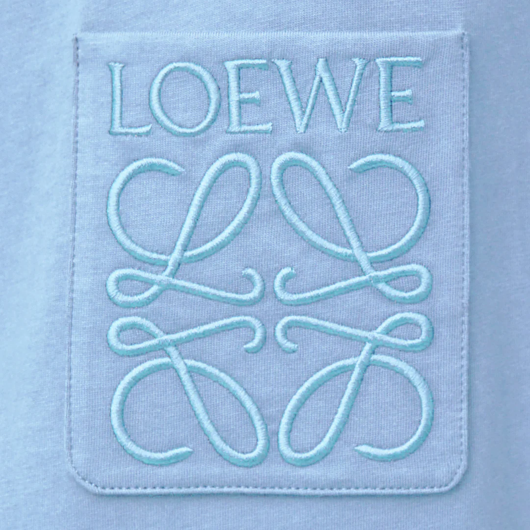 Loewe Relaxed Fit Tonal Pocket Logo T Shirt in Light Blue - Image 2