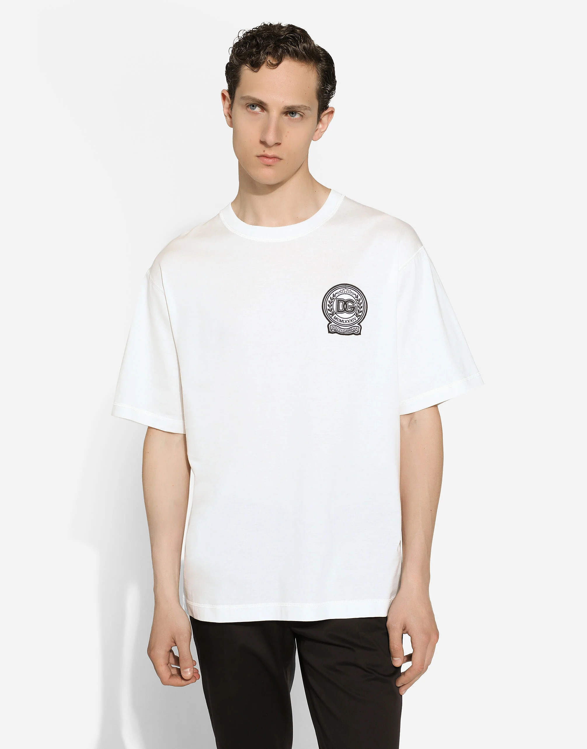 Dolce & Gabbana Cotton Embroidered Logo T Shirt White - Image 2